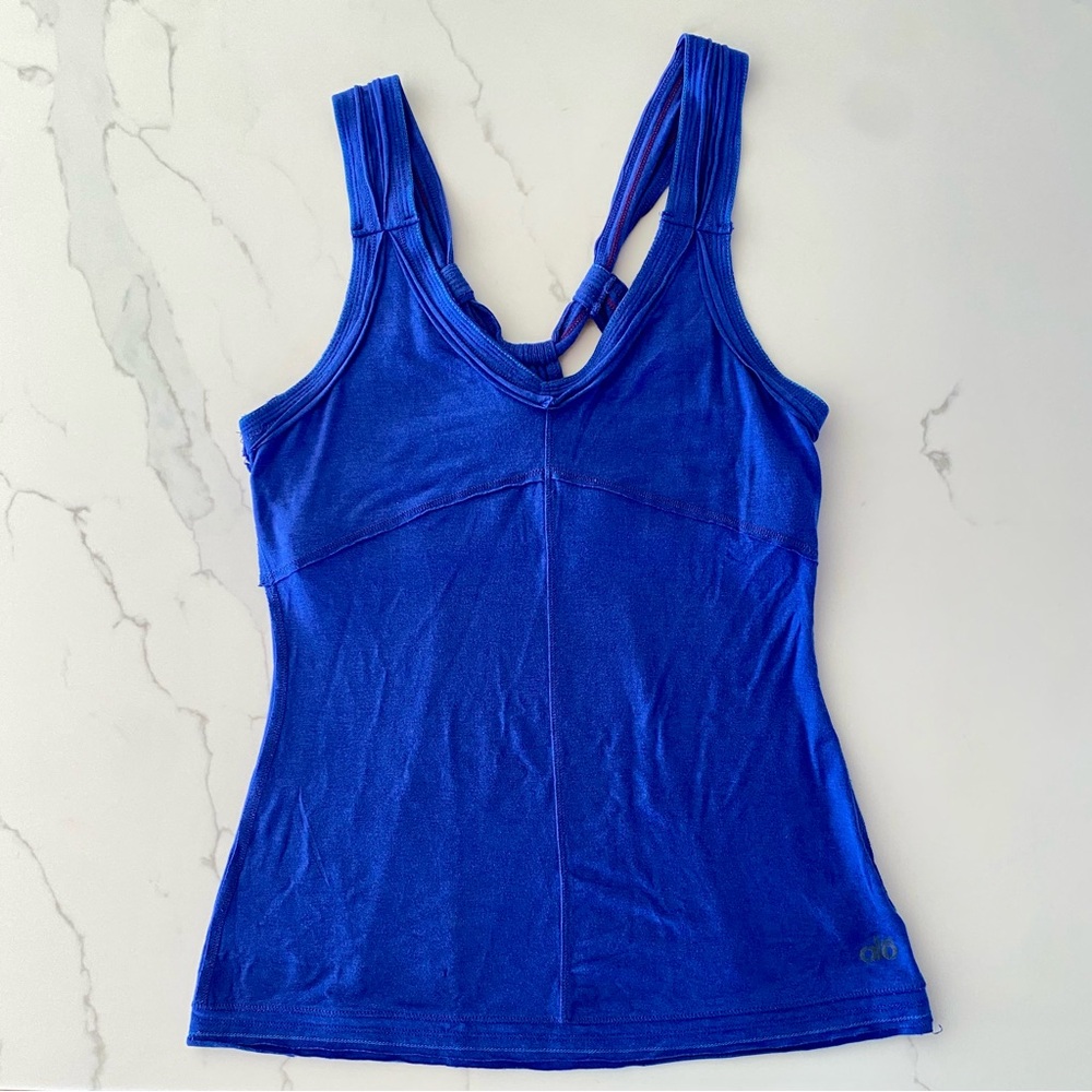 Alo Yoga fitted racerback athletic tank top, cobalt blue - size S